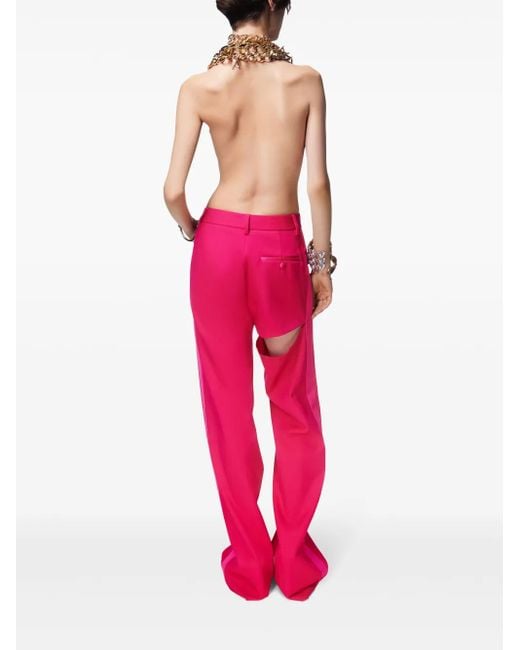 Area Pink Asymmetric Slit Trousers