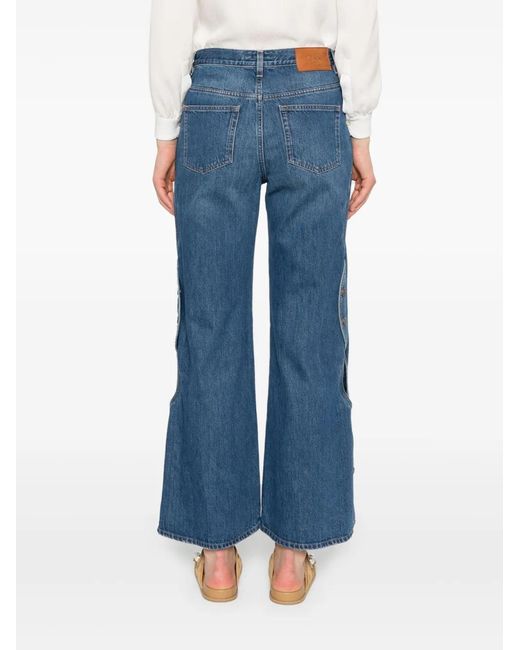 Chloé Blue Cut-Out Cropped Jeans