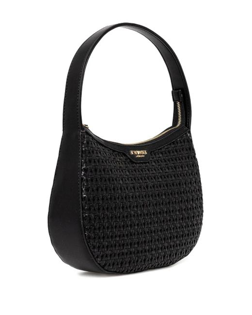 Twinset Black Woven Top-Handle Tote Bag