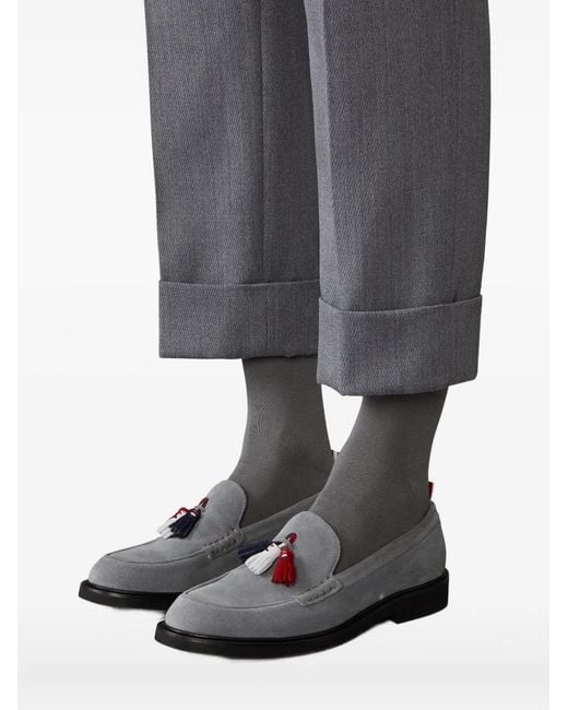 Thom Browne Black Calf Suede Rwb Tassel Loafers for men