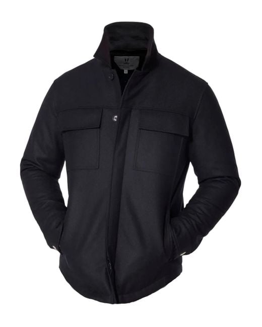Norwegian Wool Blue Flap-pocket Wool Jacket for men