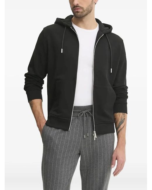 Karl Lagerfeld Black Logo-Embroidered Zip-Up Hoodie for men
