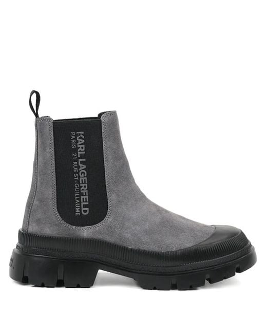 Karl Lagerfeld Black Elastic-Panel Lug Sole Boots for men