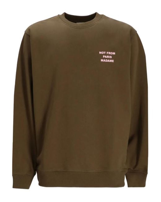 Drole de Monsieur Green Embroidered Cotton Sweatshirt for men