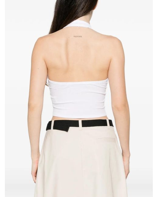Enza Costa Geribbelde Haltertop in het White