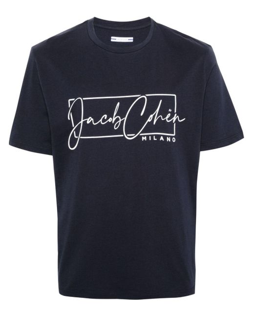 Camiseta con logo estampado Jacob Cohen de hombre de color Blue