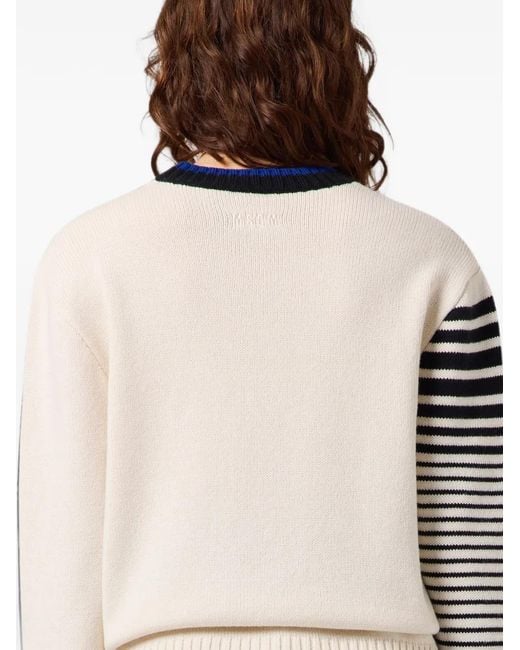 MSGM White Pullover Mit Katzen-Intarsie