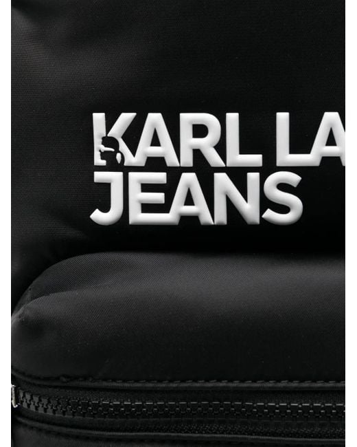 Karl Lagerfeld Black Logo-Embossed Backpack for men