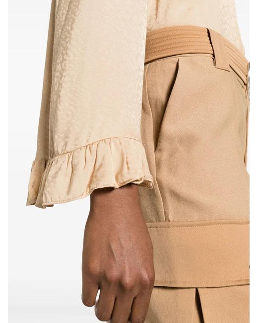 Twinset Natural Animal-Print Ruffle-Cuffs Shirt