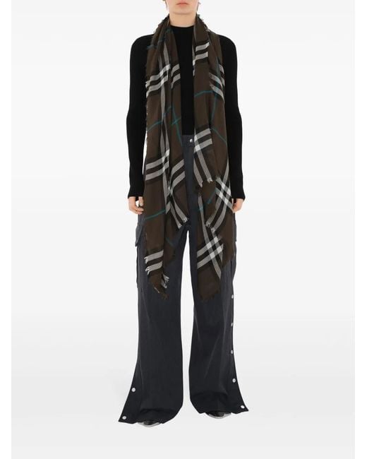 Burberry Black Check Wool Scarf