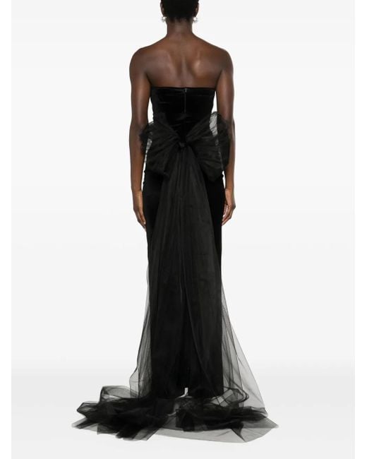 Atu Body Couture Black Bow-Detail Velvet Gown