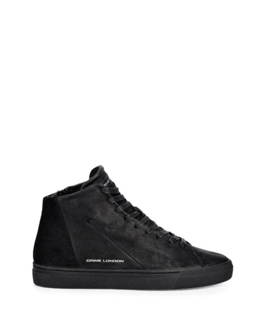 Crime London Black High-Top Side-Zip Sneakers for men
