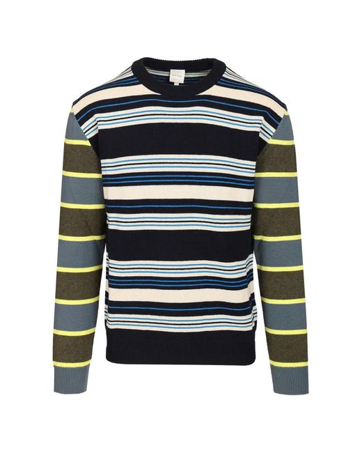 Paul Smith Blue Striped Crew-Neck Sweater for men