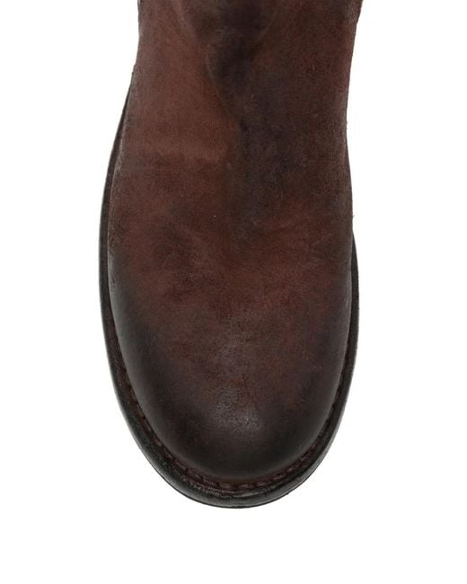 Moma Brown Tuscany Wine Distressed Side-Zip Boots for men