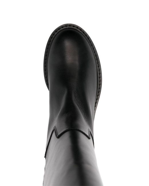 Via Roma 15 Black V-Plaque Knee-Length Boots