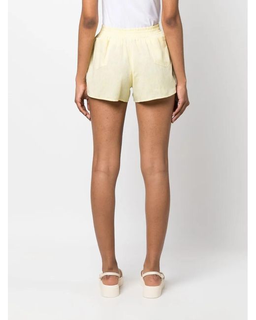Forte White Elasticated-Waistband Cotton-Linen Blend Shorts