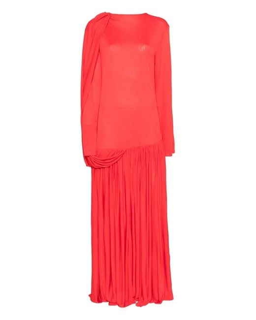 Calvin Klein Red Sara Draped Pleated Gown