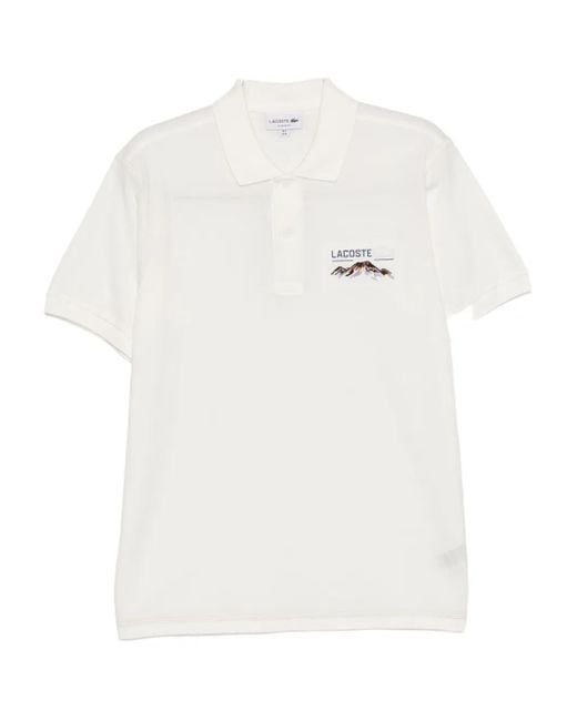 Lacoste White Logo-Motif Polo Shirt for men