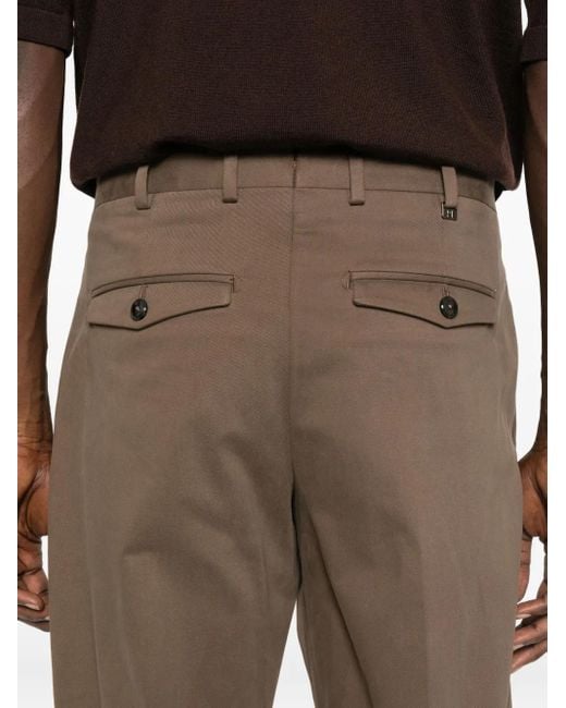 PT Torino Gray Pleated Cuffed Trousers for men