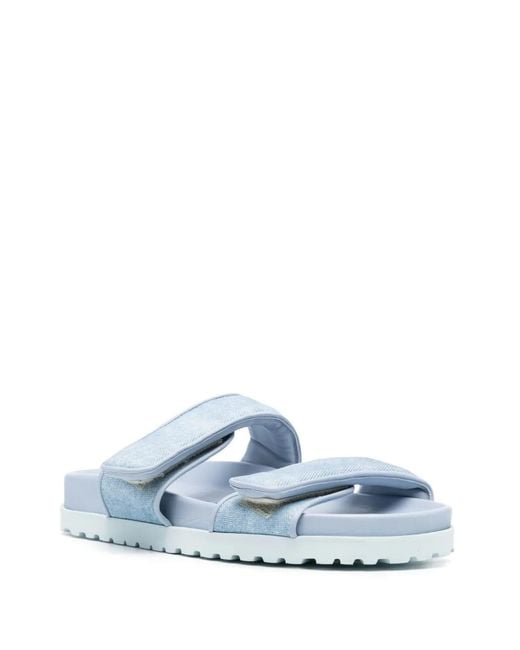 Gia Borghini Blue Touch-Strap Denim Slides