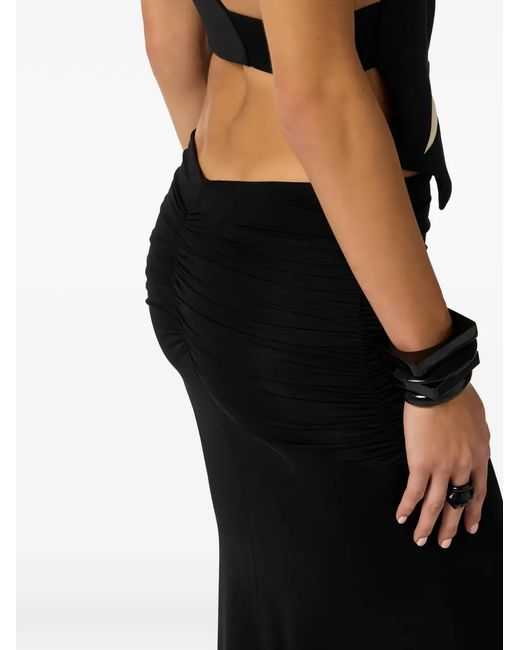 Elisabetta Franchi Black Crêpe Jersey Skirt With Draping