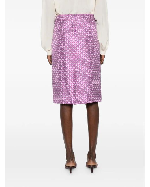 Gucci Purple Horsebit-Print Midi Skirt