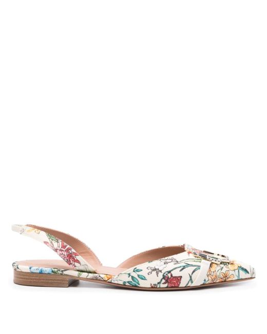 Malone Souliers Brown Misha Printed Canvas Slingback Ballet Flats