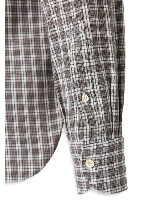 Luigi Borrelli Napoli Gray Checked Button-Down Shirt for men