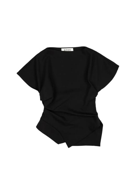 Rohe Black Draped Asymmetric T-Shirt