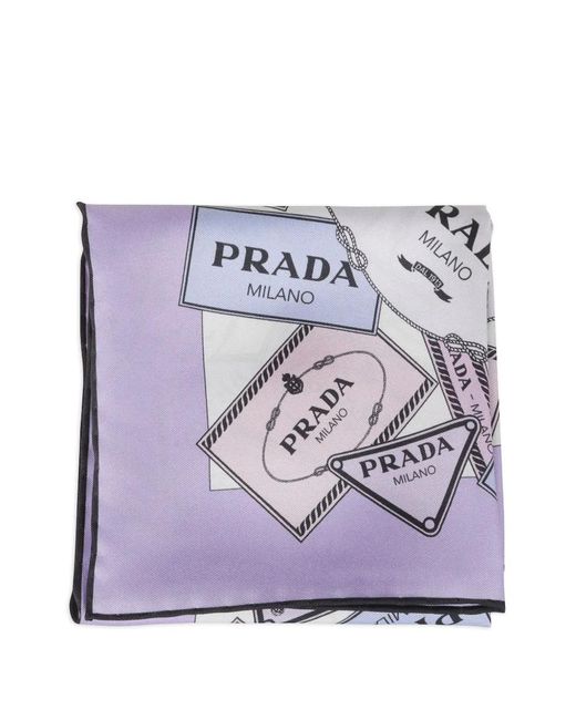 Prada Purple Logo-Embellishment Scarves