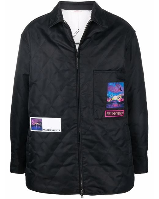 Valentino Garavani Black Quilted Shirt Jacket for men