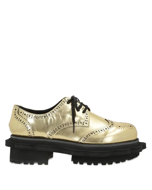 Comme des Garçons Metallic Full-Brogue Platform Derby Shoes