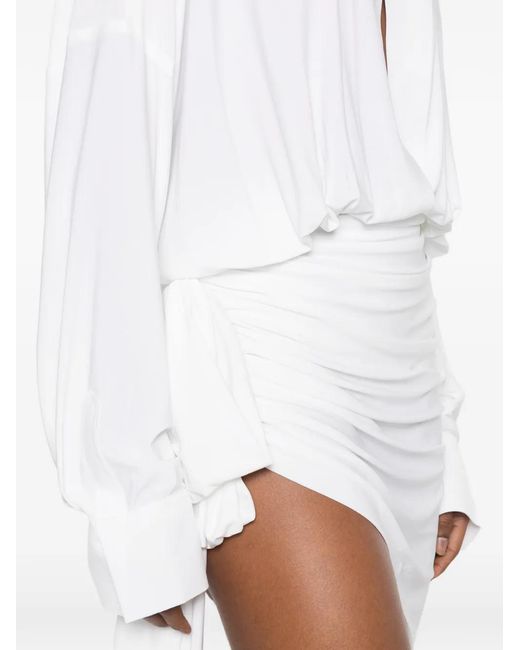 Norma Kamali White Draped Mini Dress