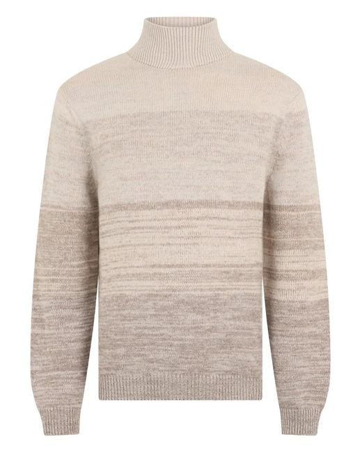 Malo White Striped Turtleneck Sweater for men