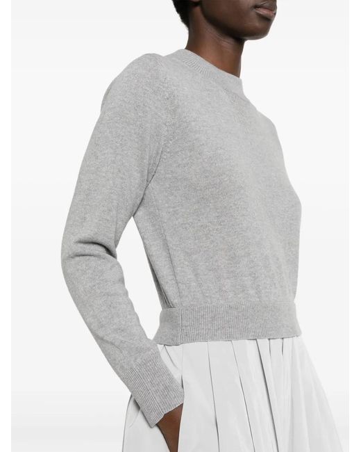 Peserico Gray Knitted-Panel Flared Midi Dress