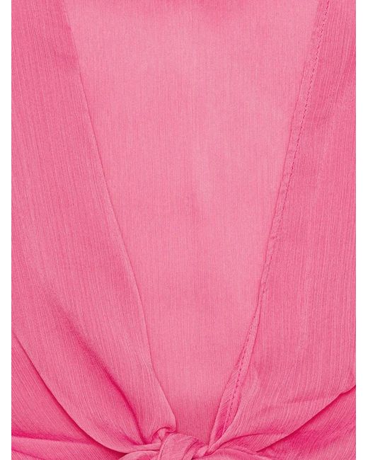 ROTATE BIRGER CHRISTENSEN Pink Ruffled Cropped Blouse