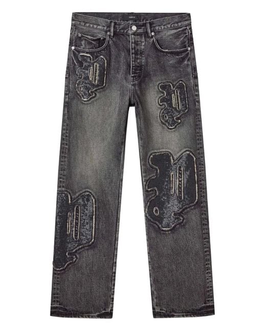 Jean P011 À Logo Brodé De Sequins Purple Brand pour homme en coloris Gray