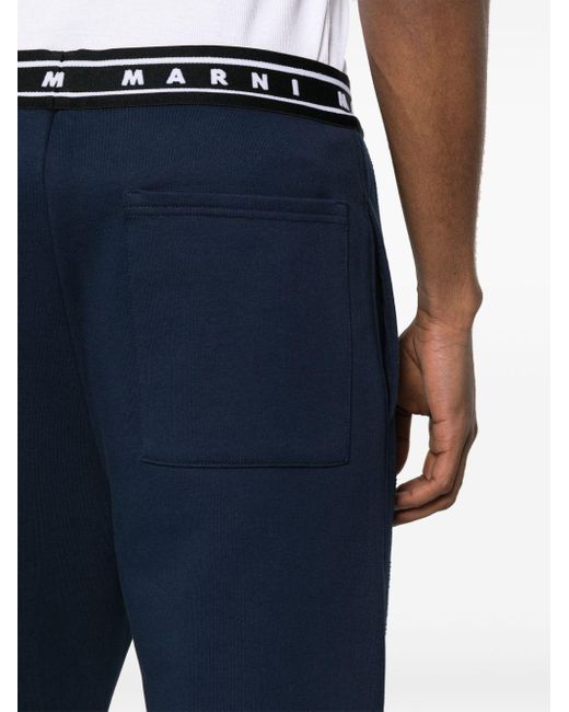 Marni Blue Logo-waistband Jersey Track Pants for men