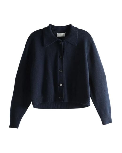 Margaret Howell Blue Collared Buttoned Cardigan