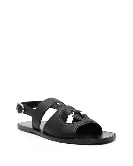 Gucci Black Interlocking G Leather Sandal for men