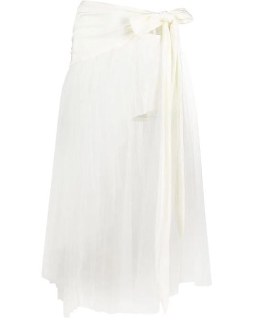 Philosophy Di Lorenzo Serafini White Side Tie-Fastening Asymmetric Draped Skirt