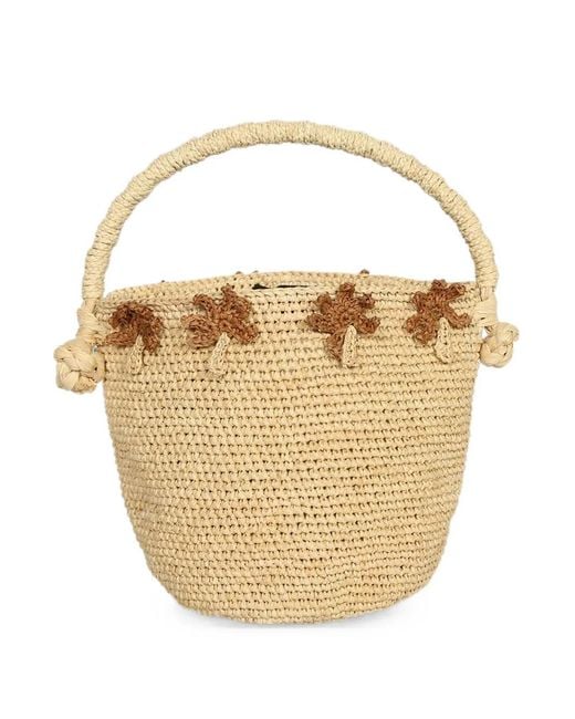 Alanui Natural Crochet-Knit Palm-Tree Bucket Bag