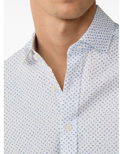 Hackett Gray Mini Floral-Print Cotton Shirt for men