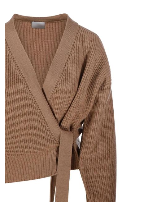 Allude ラップフロント リブカーディガン Natural