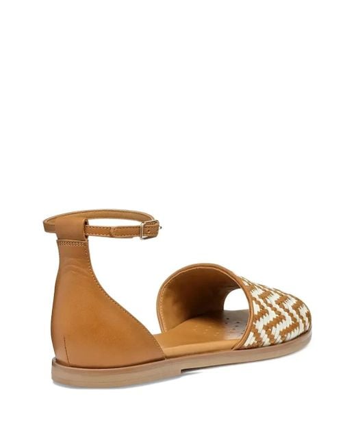Geox Brown Woven Ankle-Strap Sandals