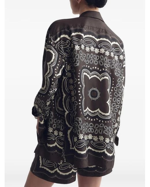 Nili Lotan Gray Alfie Bandana-Print Shirt