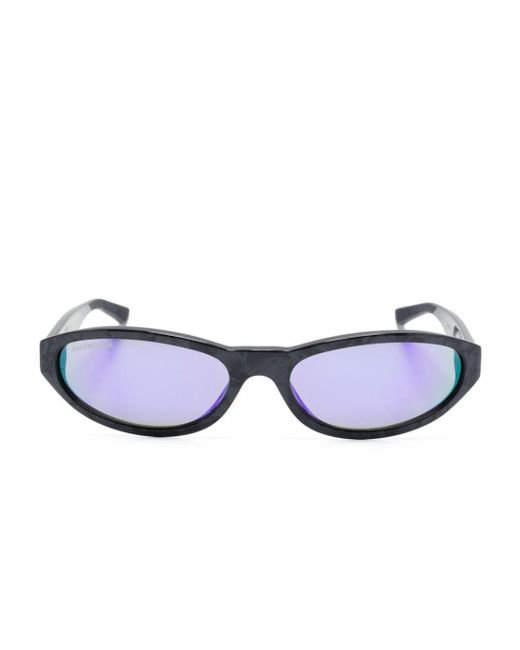 Balenciaga Blue Oval-frame Mirrored Sunglasses