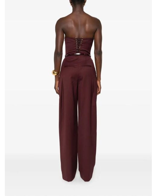 Elisabetta Franchi Purple Strapless Pleated Jumpsuit