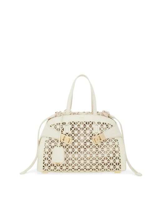 Ferragamo White Hug Handbag (M)