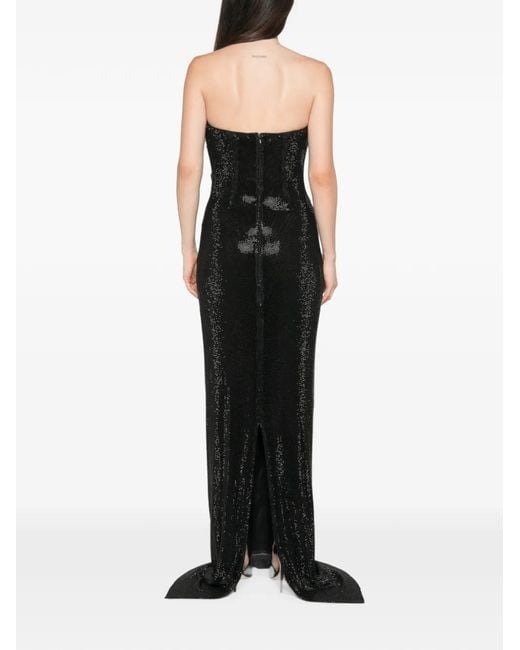 Adamaris Black Strapless Draped-Neckline Maxi Dress